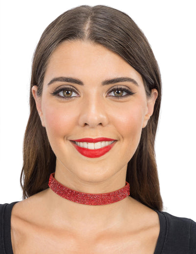 Colier choker cu strasuri roșii pentru adulți