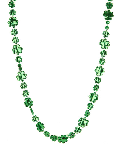 Détail des trèfles brillants du collier Saint Patrick pour adulte