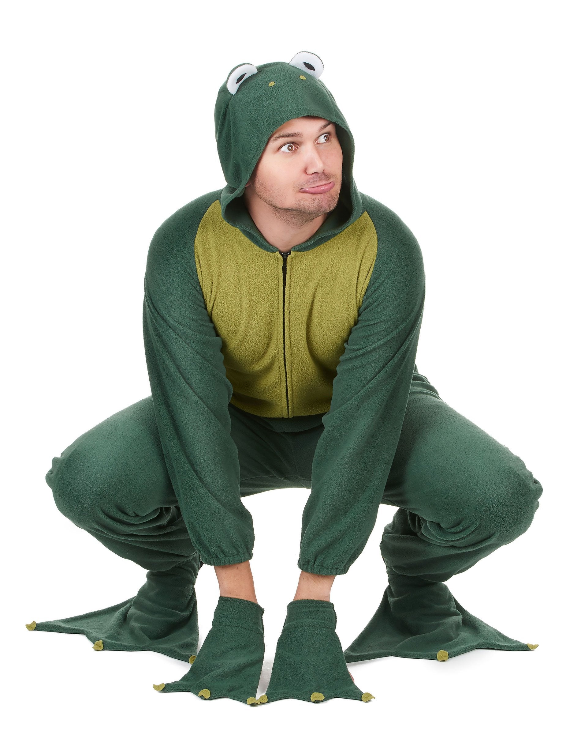 Combinaison à capuche grenouille pour homme vert et jaune