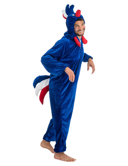 Combinaison coq supporter France pour homme bleue et tricolore