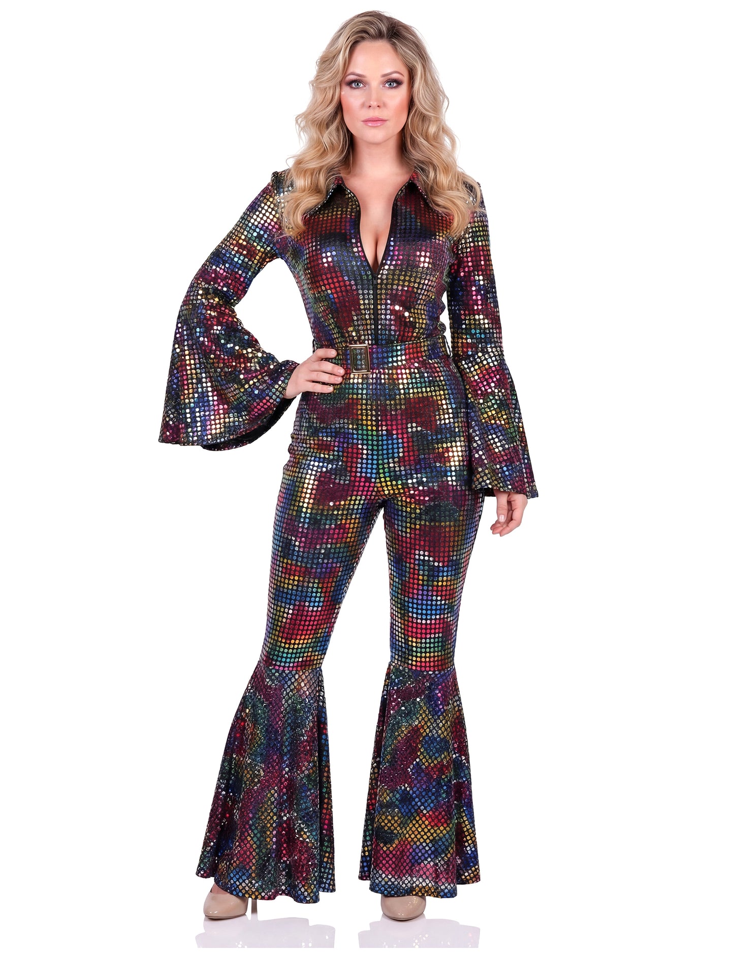 Salopetă disco multicoloră premium pentru femei 