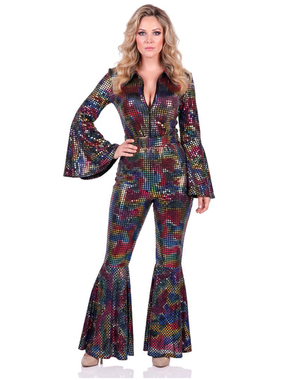 Salopetă disco multicoloră premium pentru femei 