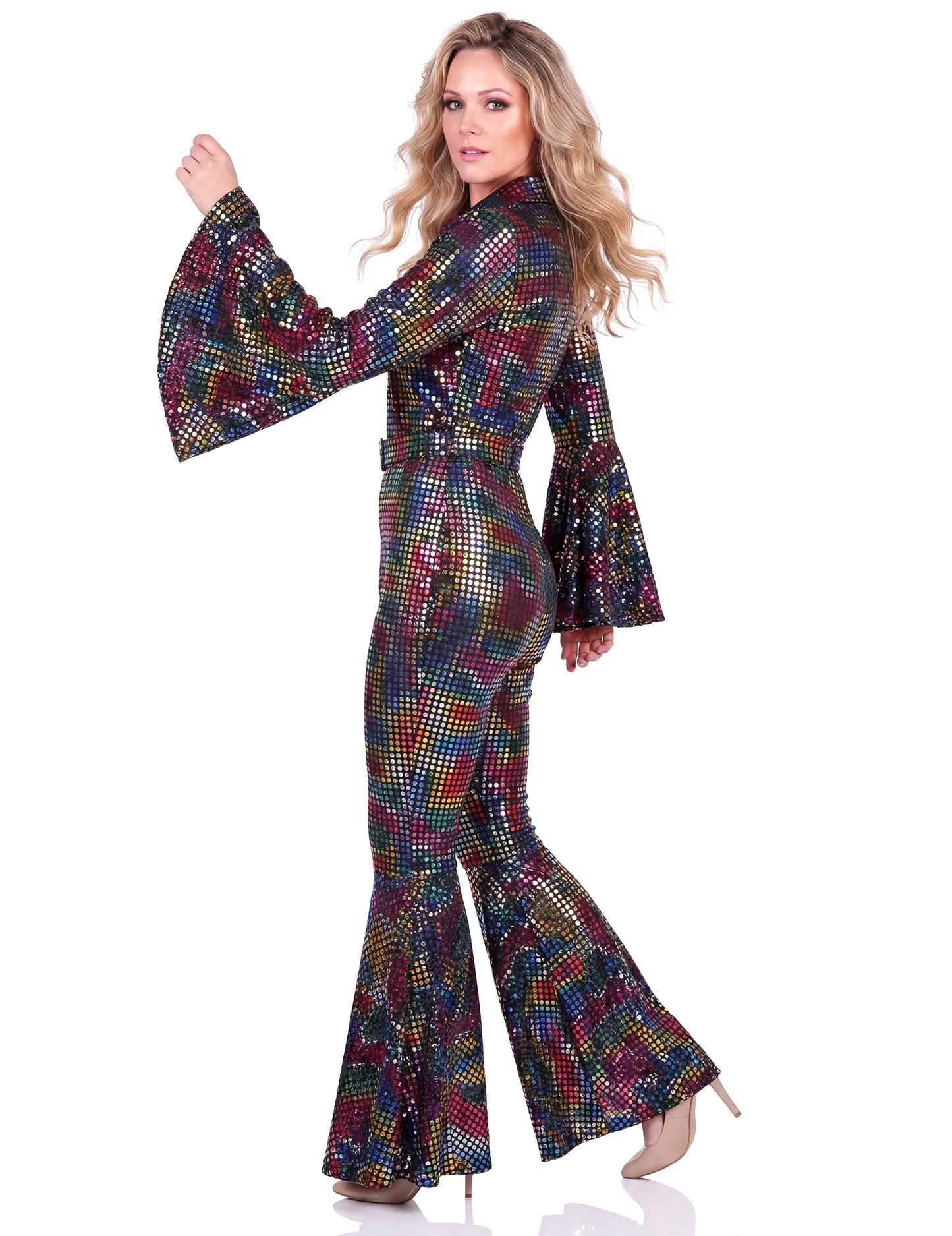 Salopetă disco multicoloră premium pentru femei 