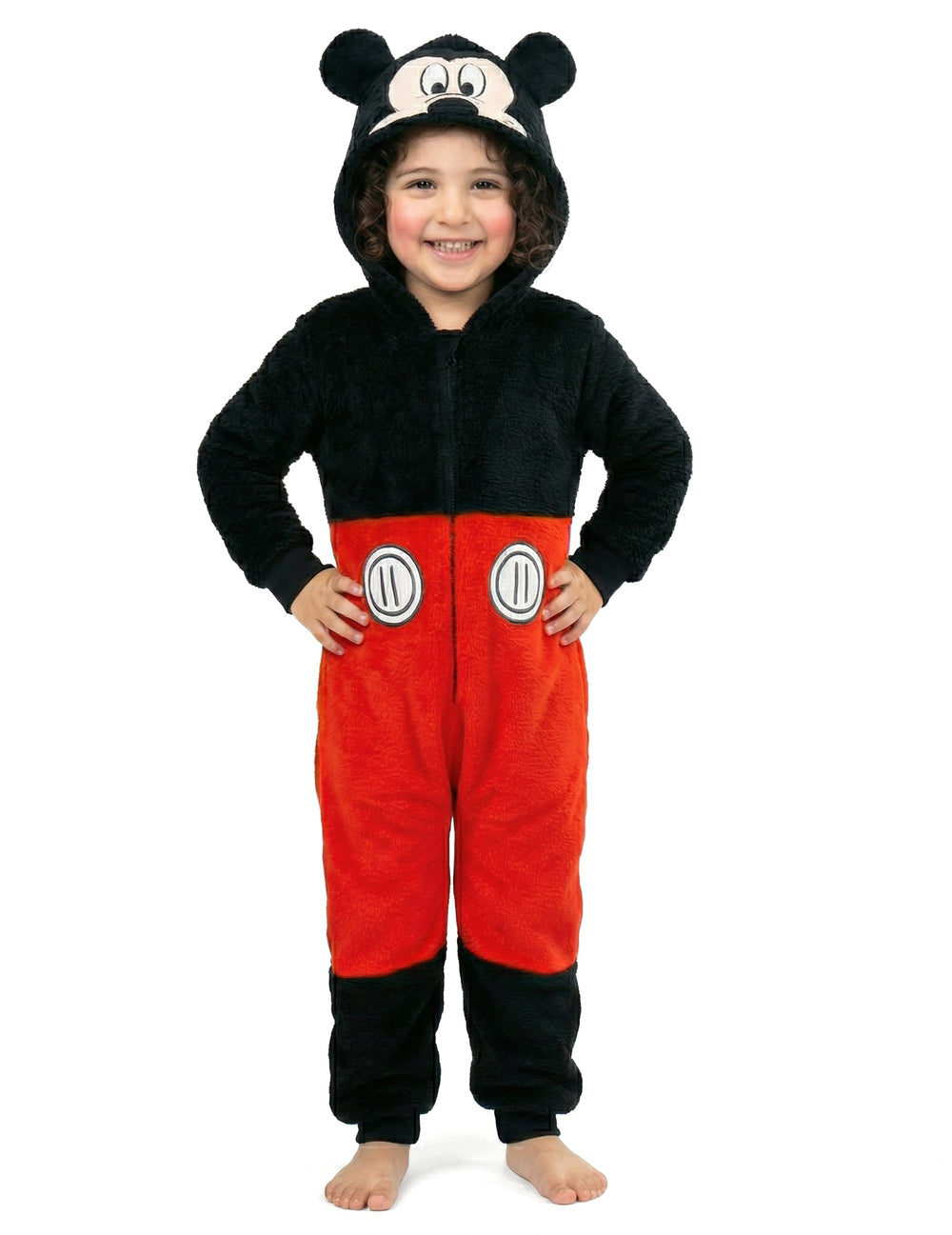 Combinaison Mickey pour enfant noir et rouge avec capuche à oreilles