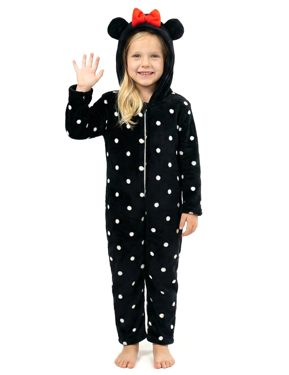 Vue de face debout de la combinaison Minnie pour enfant