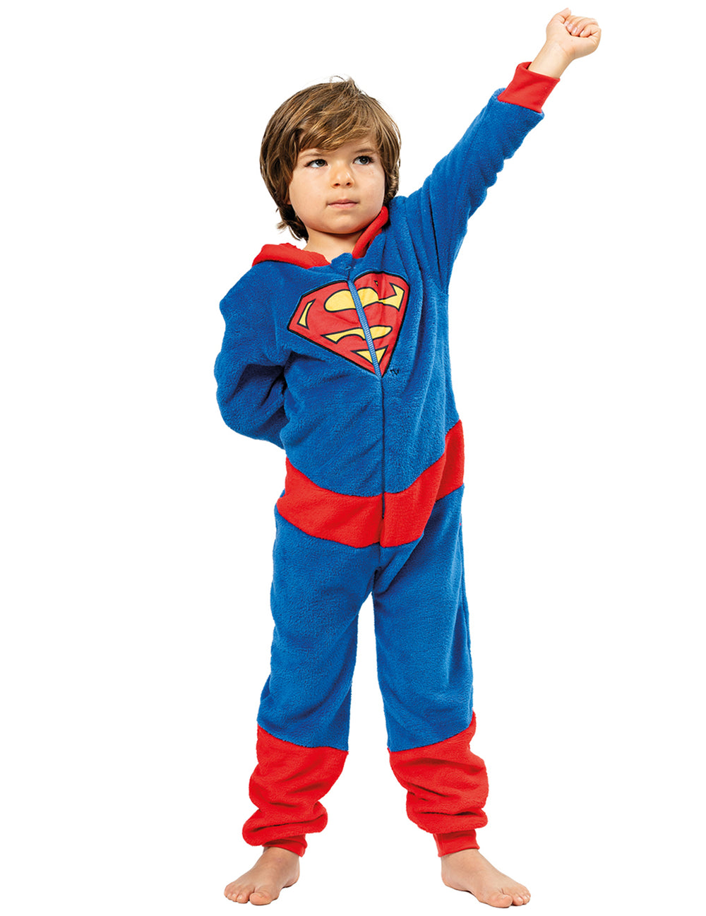 Combinaison Superman pour enfant bleu et rouge en polaire
