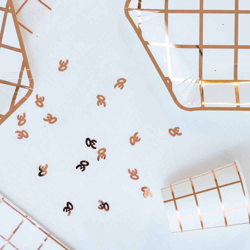 Confettis de table 30 ans rose gold étincelants