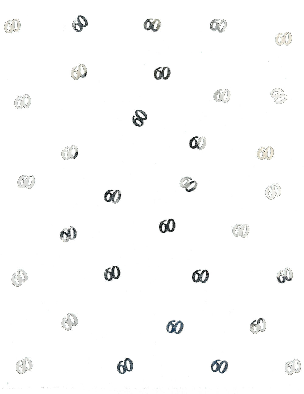 Vue d'ensemble des confettis de table 60 pour anniversaire