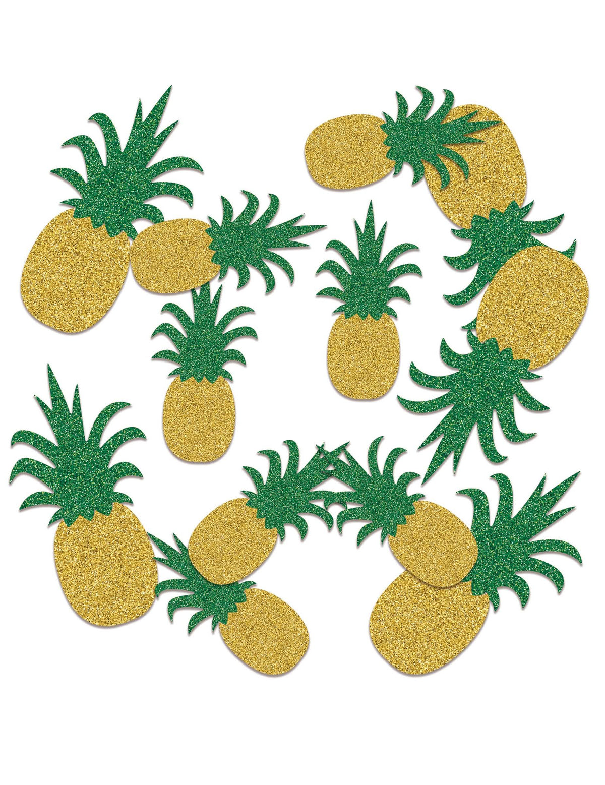 confetti de masă ananas pentru petrecere hawaii aurii și verzi cu sclipici