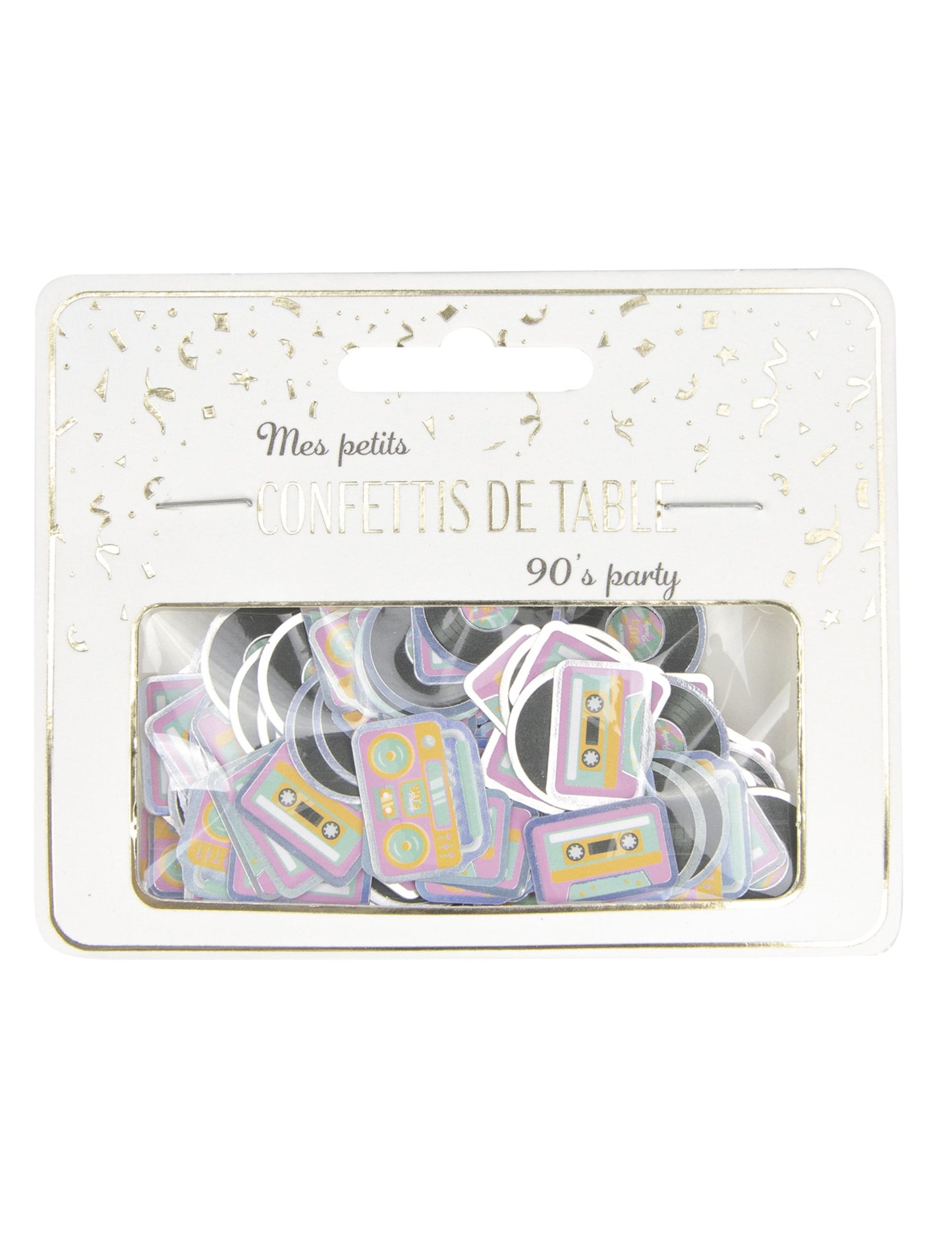 Casete de confetti de masă și viniluri 90