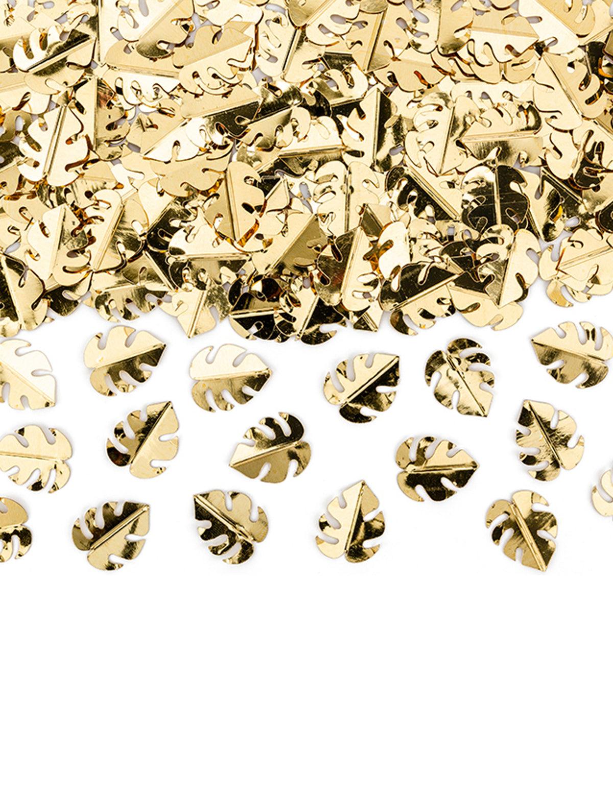 Confettis de table feuilles tropicales pour décoration festive dorées métallisées