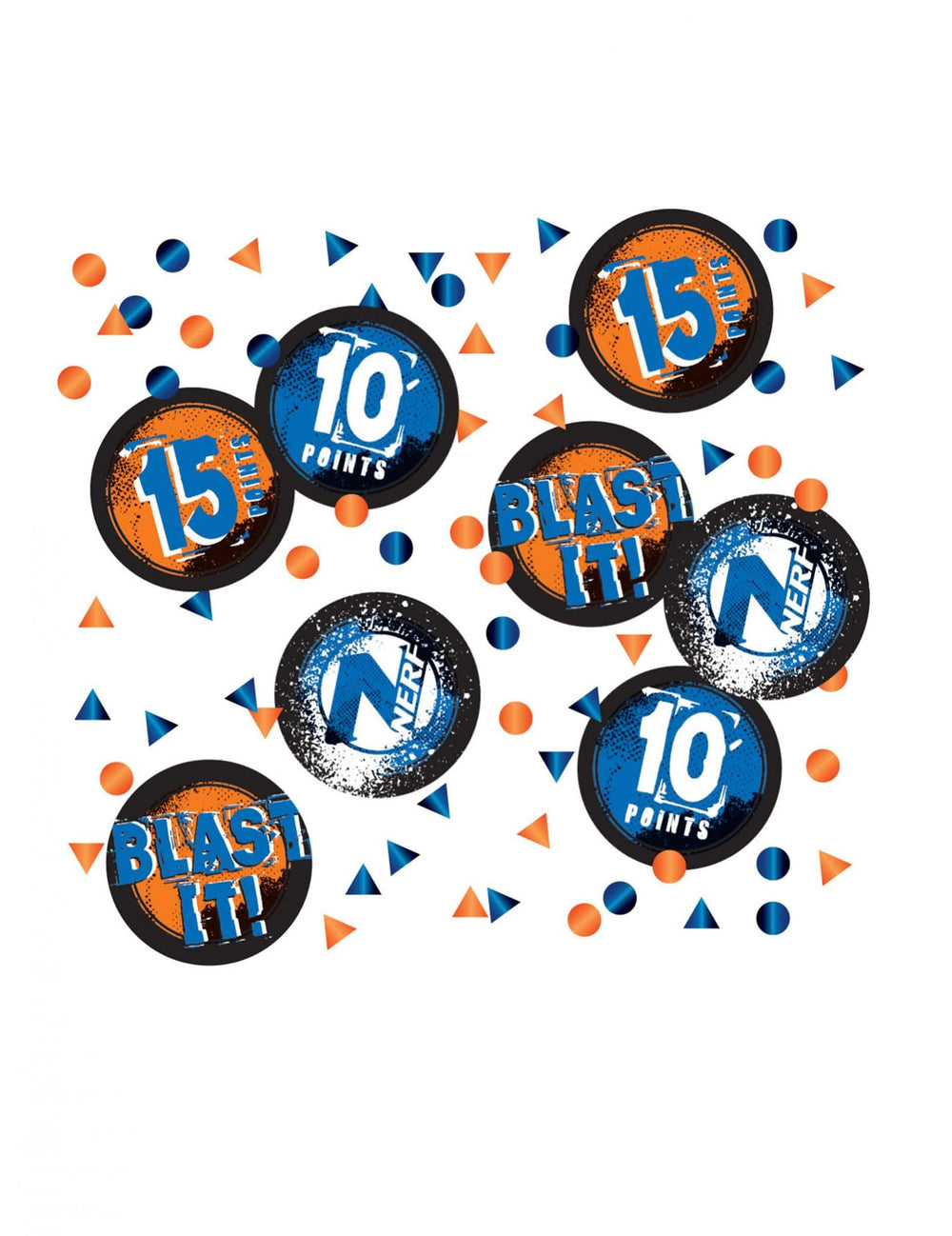 confetti de masă Nerf pentru petrecere portocaliu și albastru cu motive de scoruri