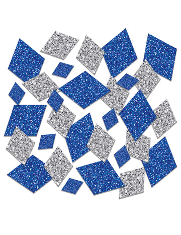 Confeti de masă asortate în formă de diamant cu sclipici albastru și argintiu, 42g