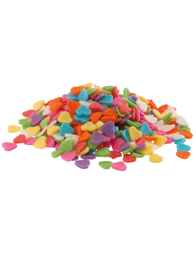 Confeti din zahăr multicolor în formă de inimă 100g, decorațiuni comestibile
