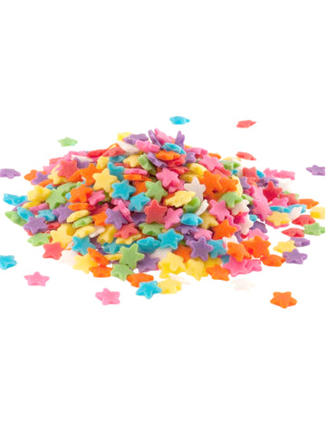 Confettis en sucre étoiles multicolores 100 g pour gâteau
