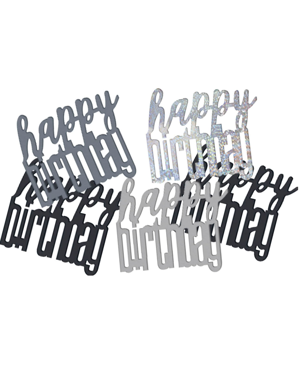 confetti Happy Birthday pentru petrecere gri și negru