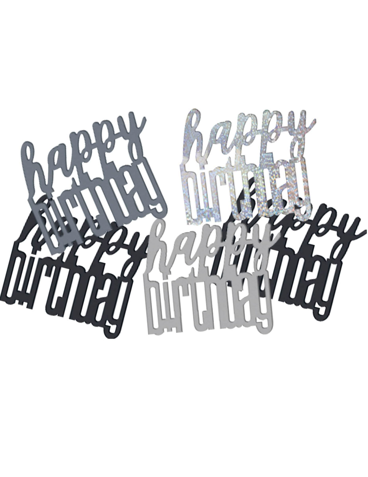 confetti Happy Birthday pentru petrecere gri și negru