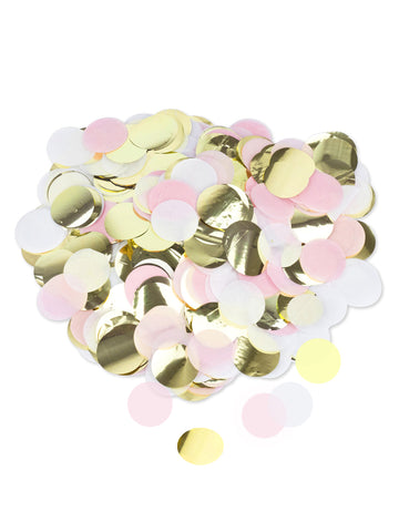Confeti de hârtie roz, alb și auriu 3 cm pentru decorarea mesei