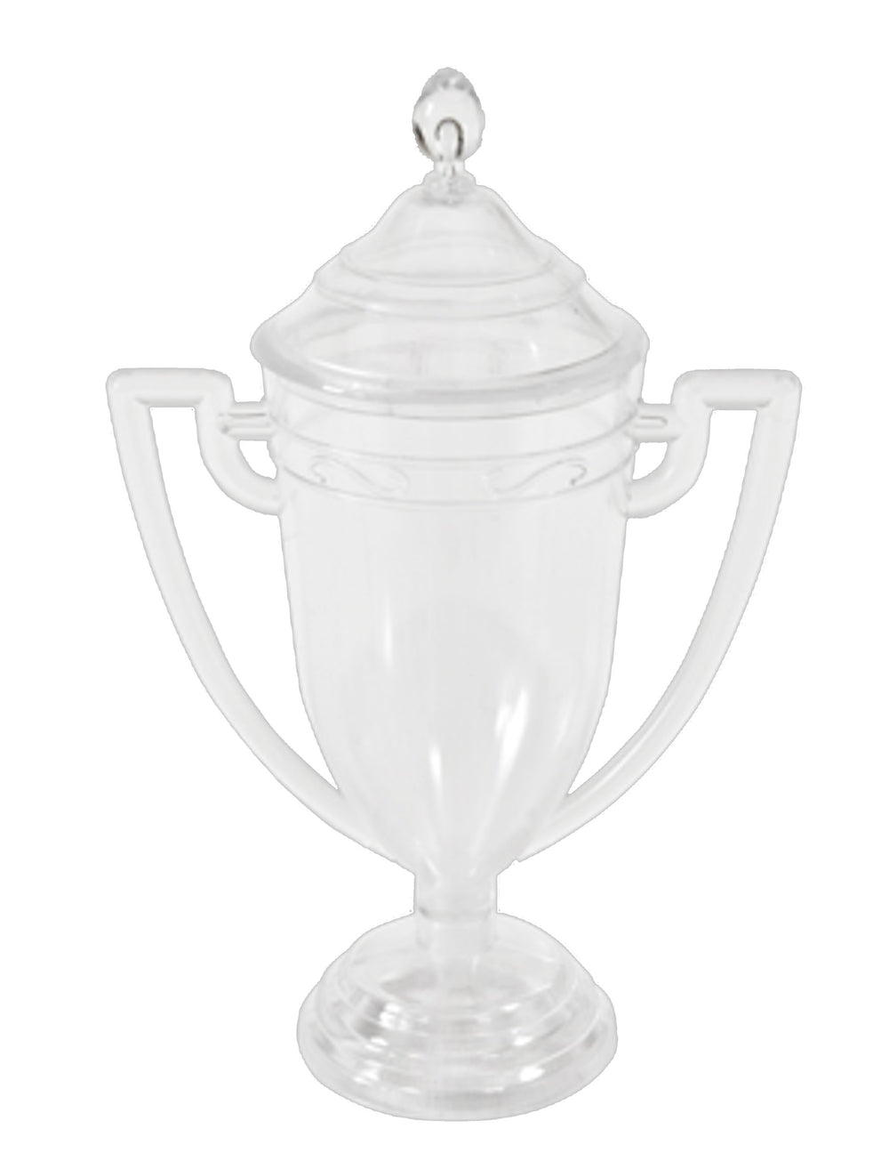 Contenant en forme de coupe de vainqueur en plastique transparent