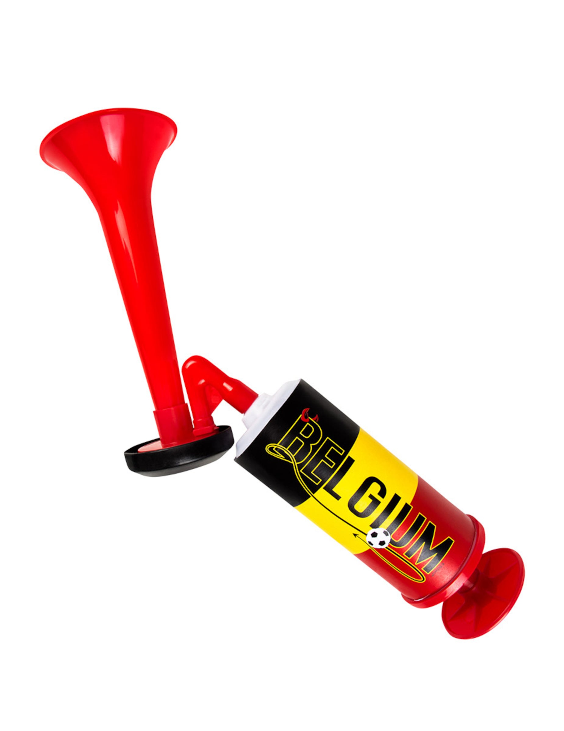 Vue de profil de la corne de brume supporter Belgique