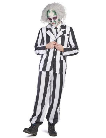 Costum fantomă cu dungi alb-negru pentru bărbați