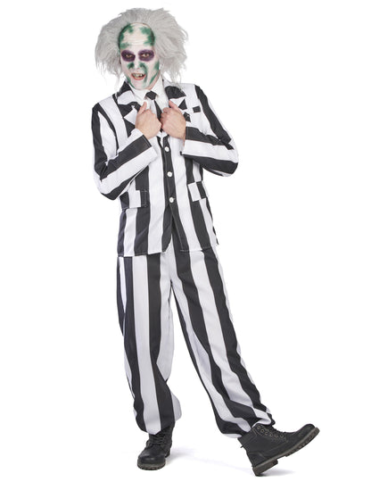 Costum fantomă cu dungi alb-negru pentru bărbați