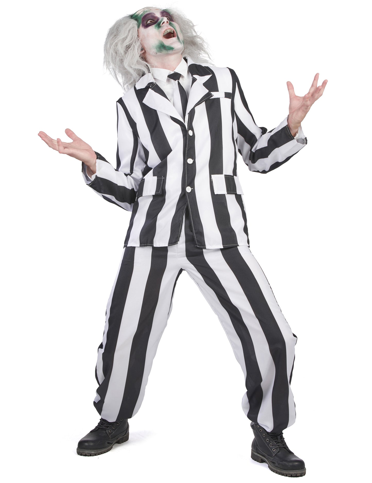 Costum fantomă cu dungi alb-negru pentru bărbați