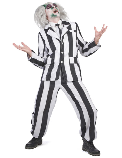Costum fantomă cu dungi alb-negru pentru bărbați