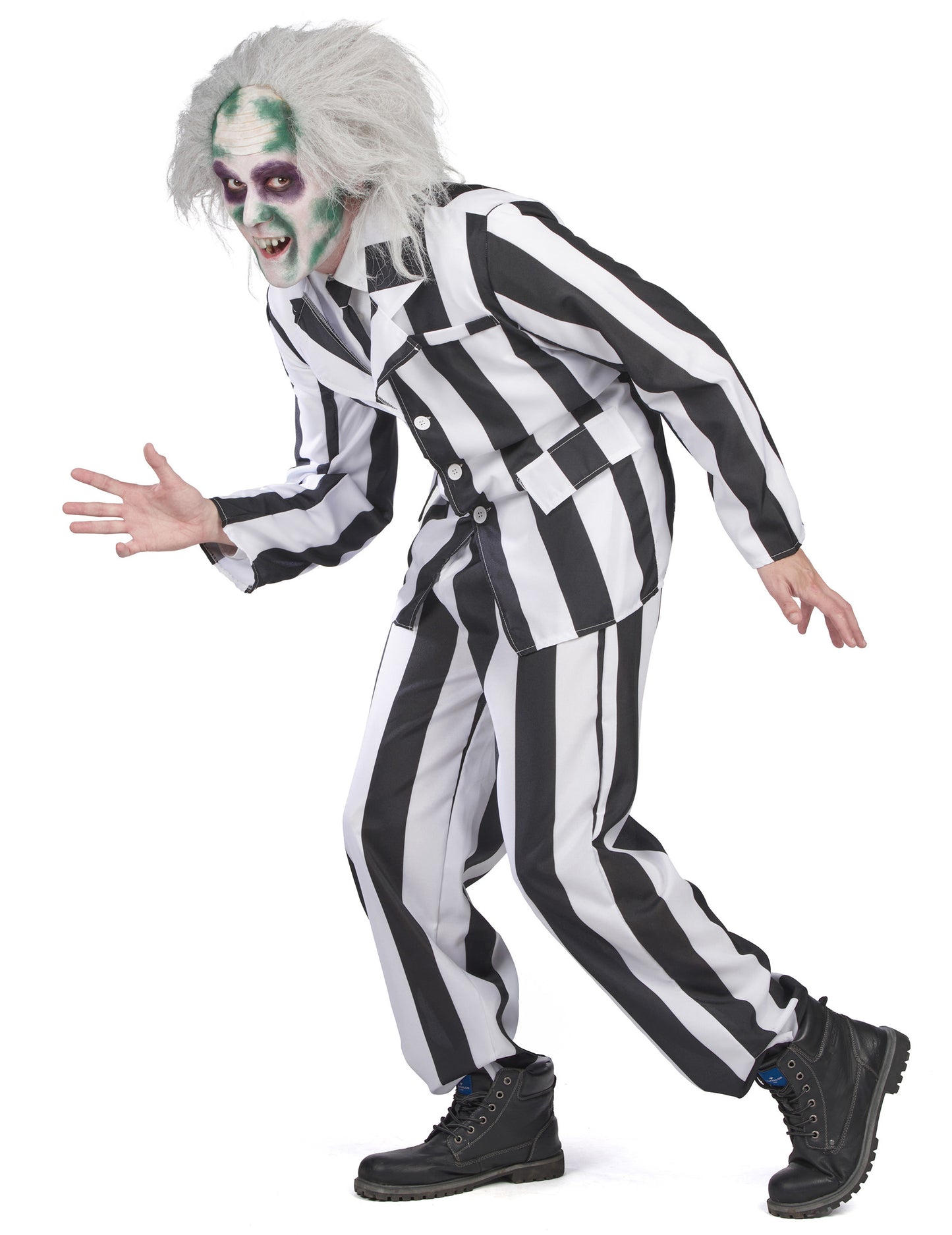 Costum fantomă cu dungi alb-negru pentru bărbați