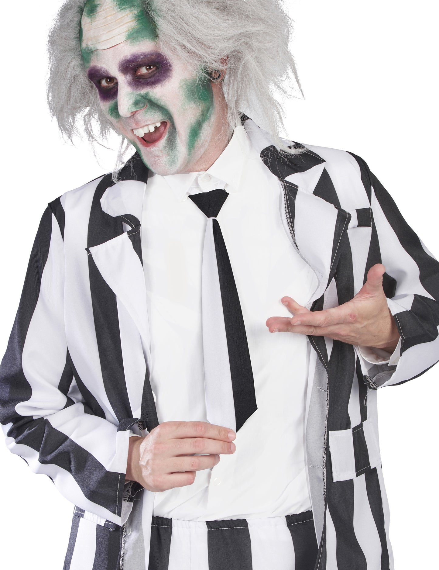 Costum fantomă cu dungi alb-negru pentru bărbați