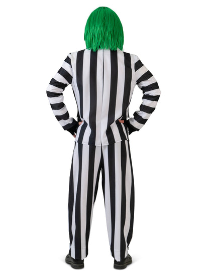 Costum fantomă cu dungi alb -negru adult