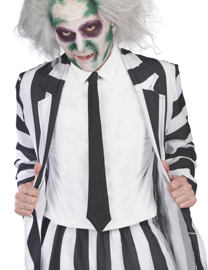 Costum fantomă cu dungi alb -negru adult