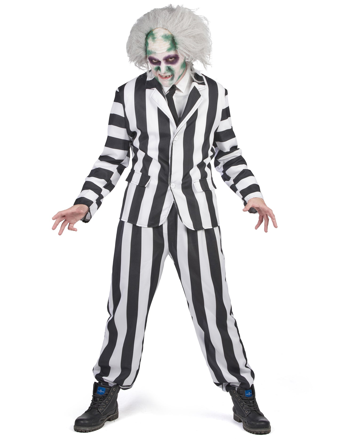 Costum fantomă cu dungi alb -negru adult