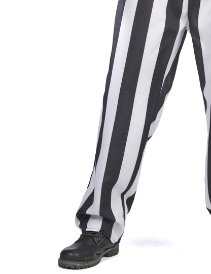 Costum fantomă cu dungi alb -negru adult