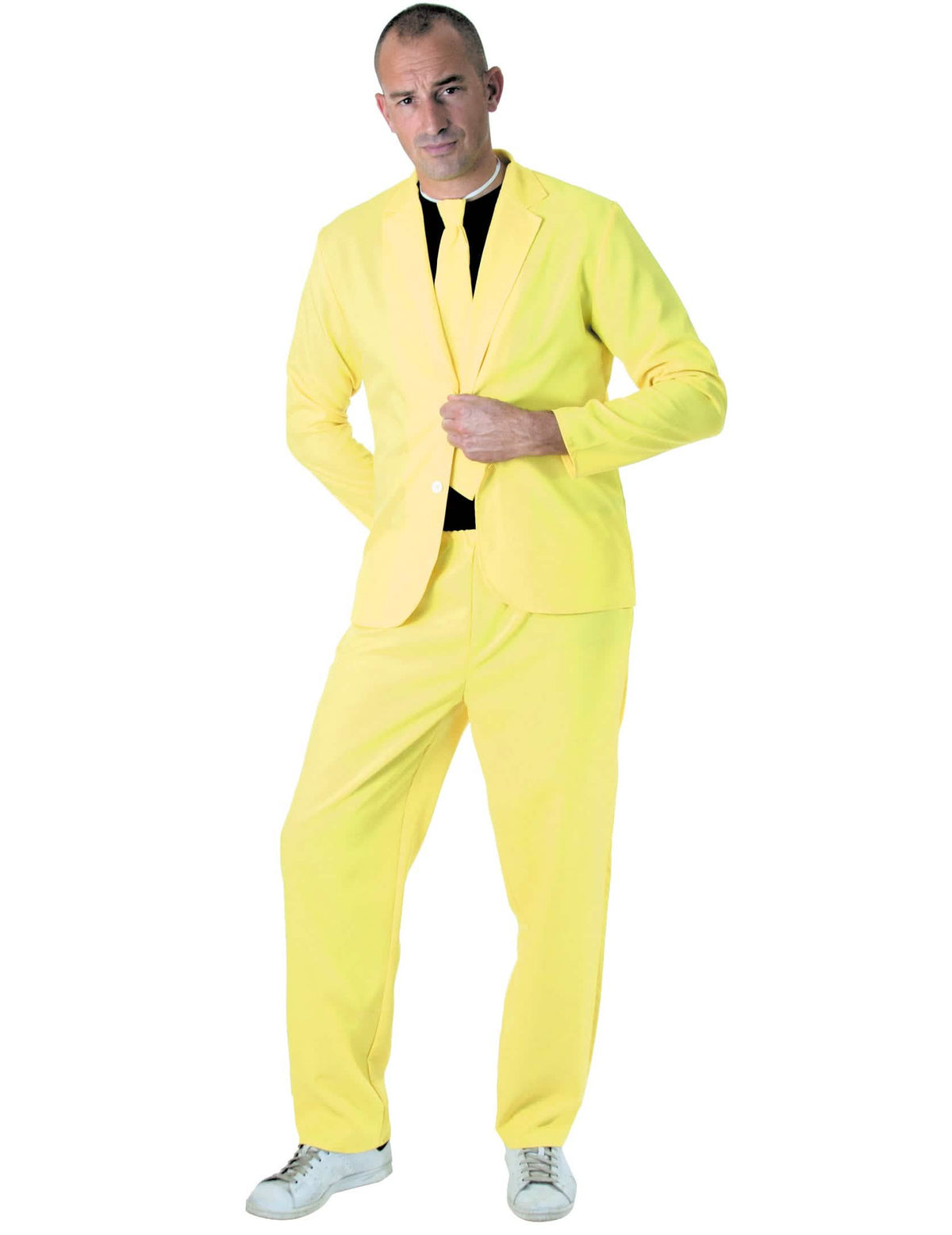 costum de modă galben fluorescent pentru adult cu cravată