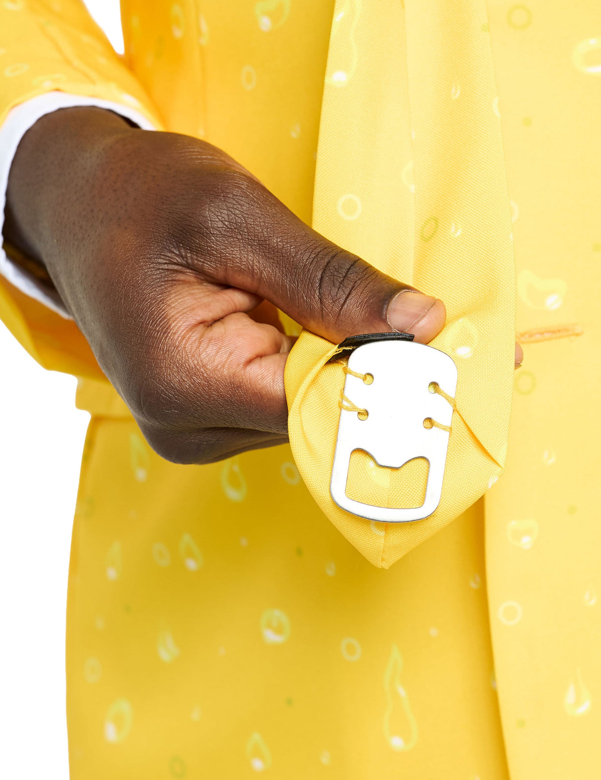 Costume Mr Bière pour adulte jaune avec décapsuleur intégré
