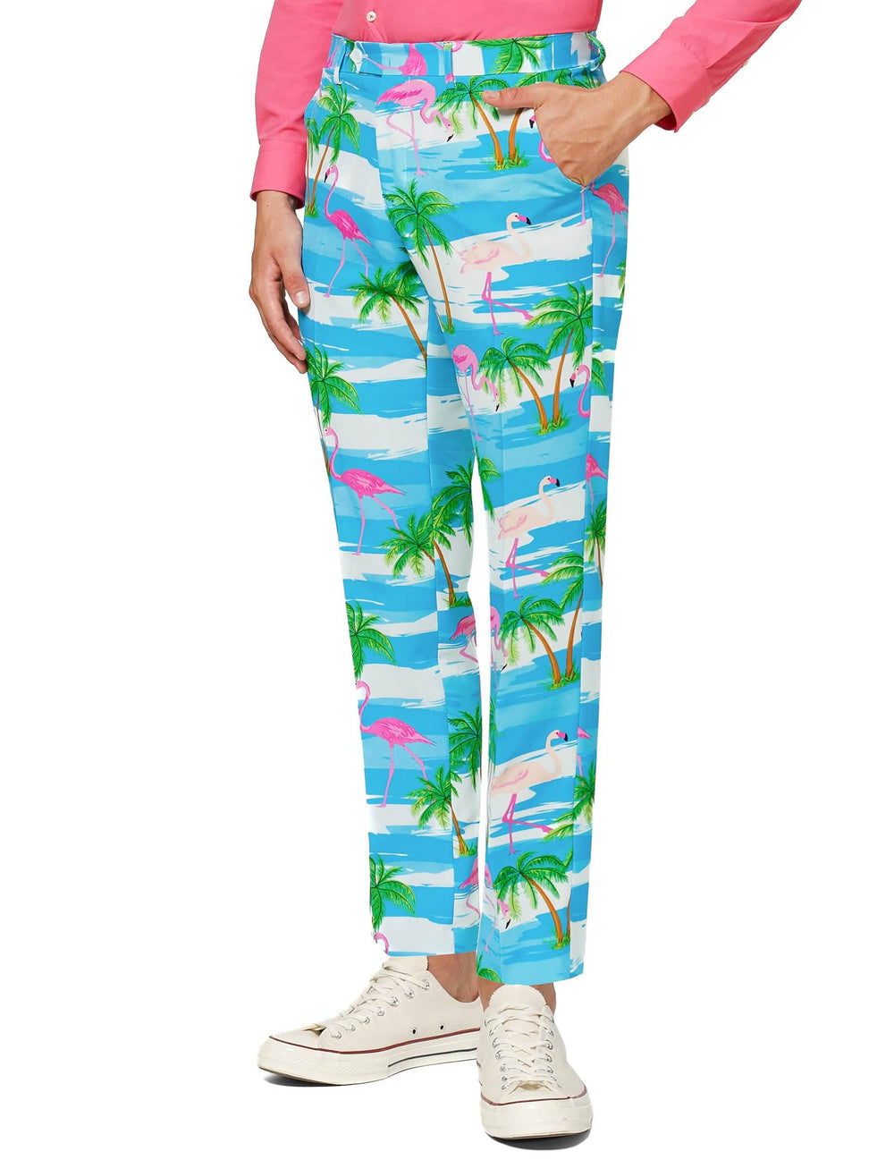 Detaliul pantalonului costumului Mr. Flamingo pentru bărbat