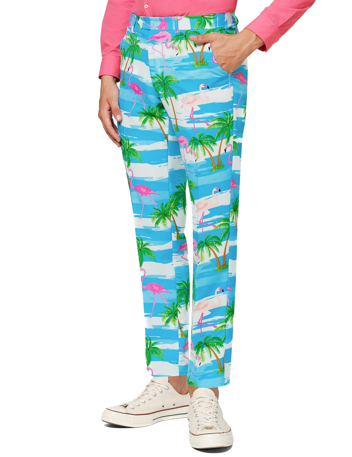 Detaliul pantalonului costumului Mr. Flamingo pentru bărbat