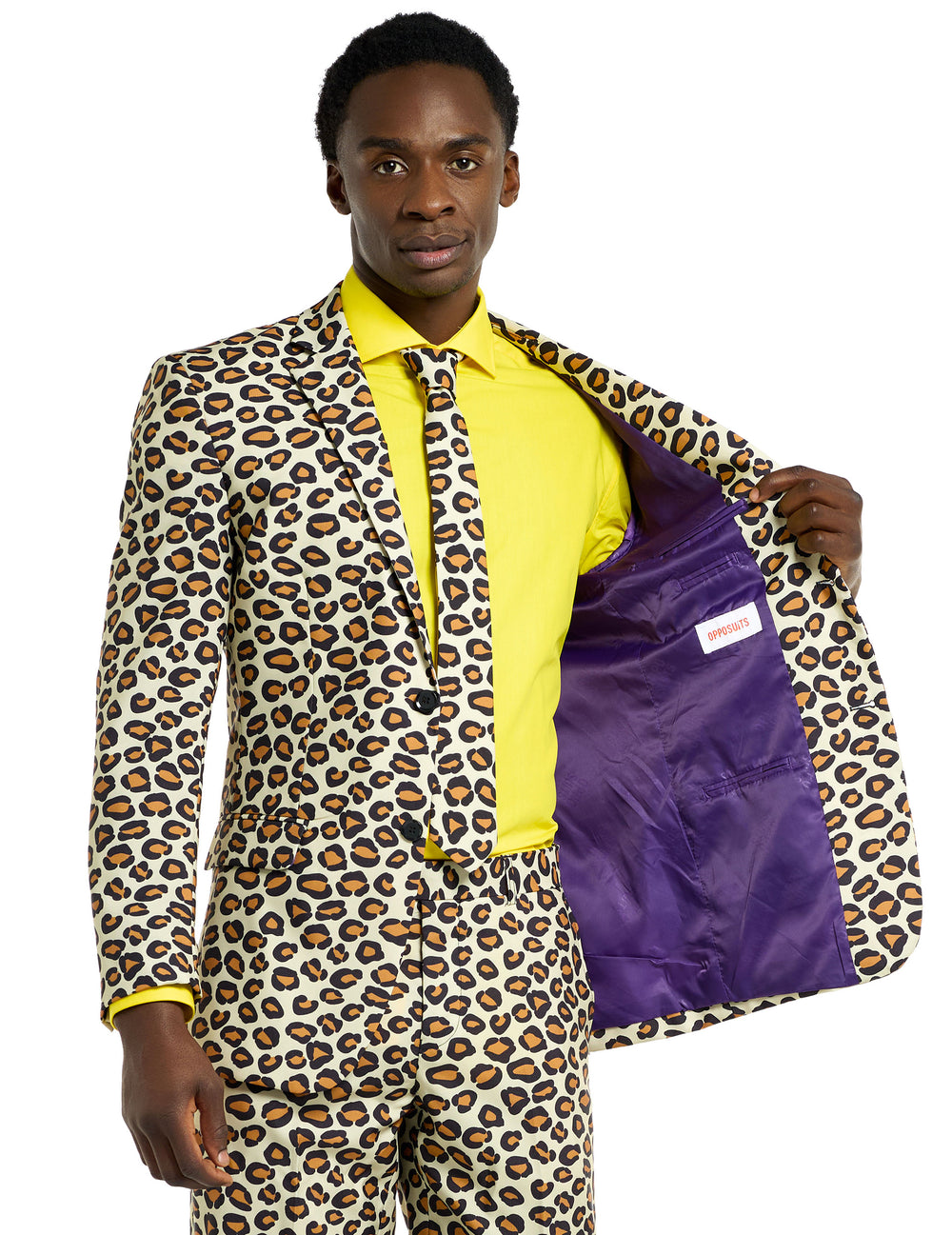 Détail de la doublure violette de la veste du Costume Mr. Jaguar