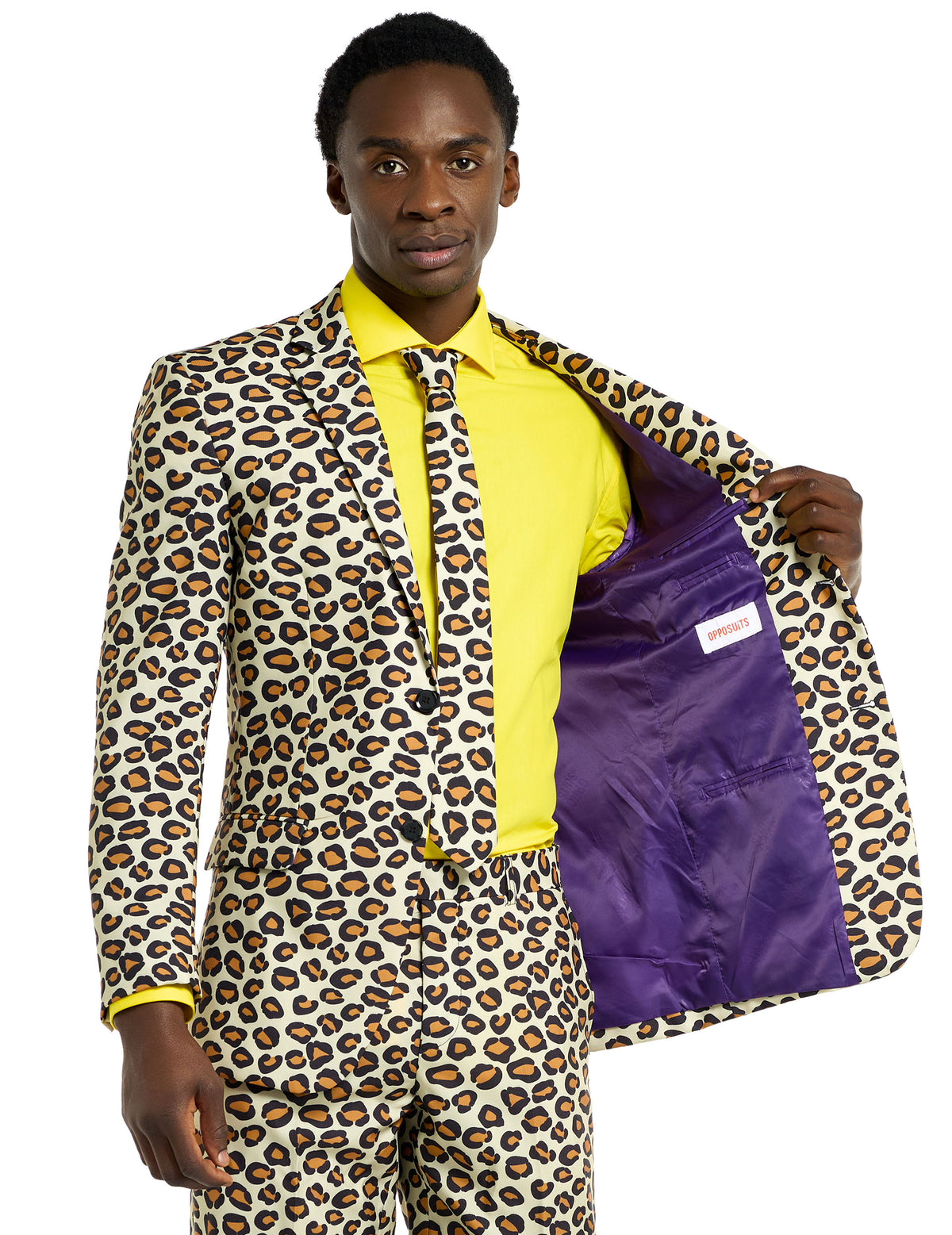 Détail de la doublure violette de la veste du Costume Mr. Jaguar