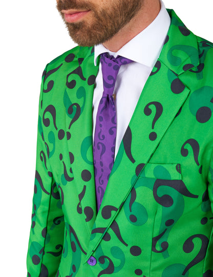 Détail de la cravate et du veston du Costume Mr. Riddler Suitmeister