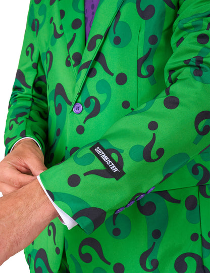 Détail de l'étiquette de la manche du Costume Mr. Riddler Suitmeister