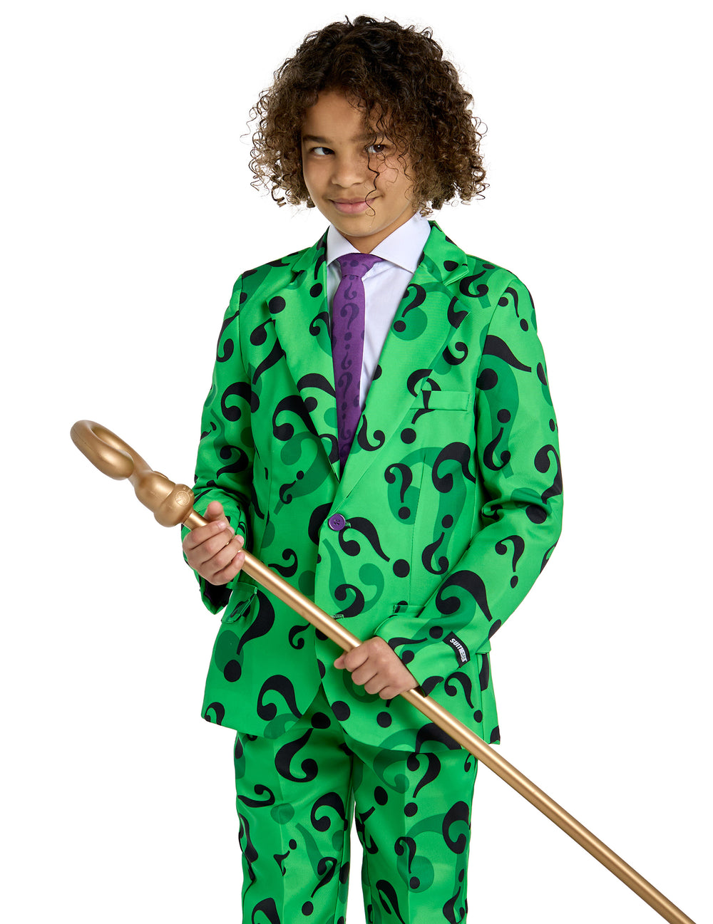 Détail de la veste et de la canne du costume Mr. Riddler™ Suitmeister™ pour enfant