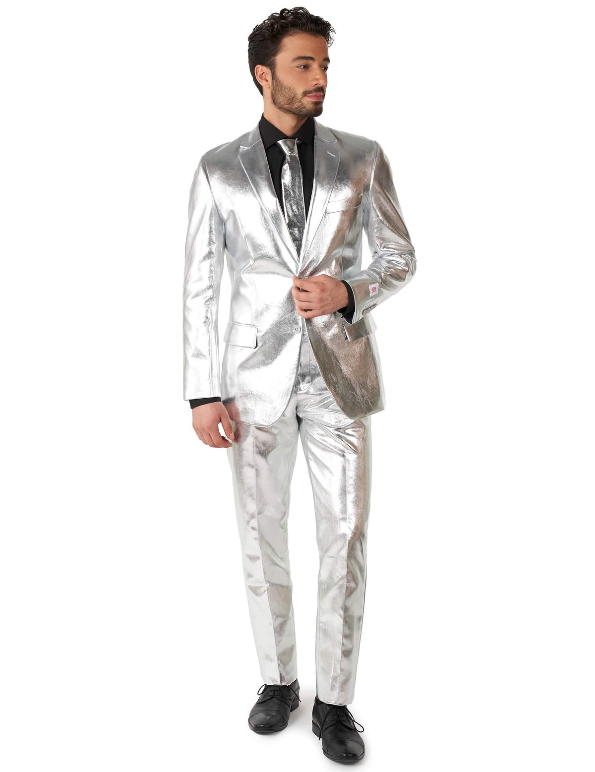 Costum Mr. Shiny Silver pentru bărbat argintiu strălucitor