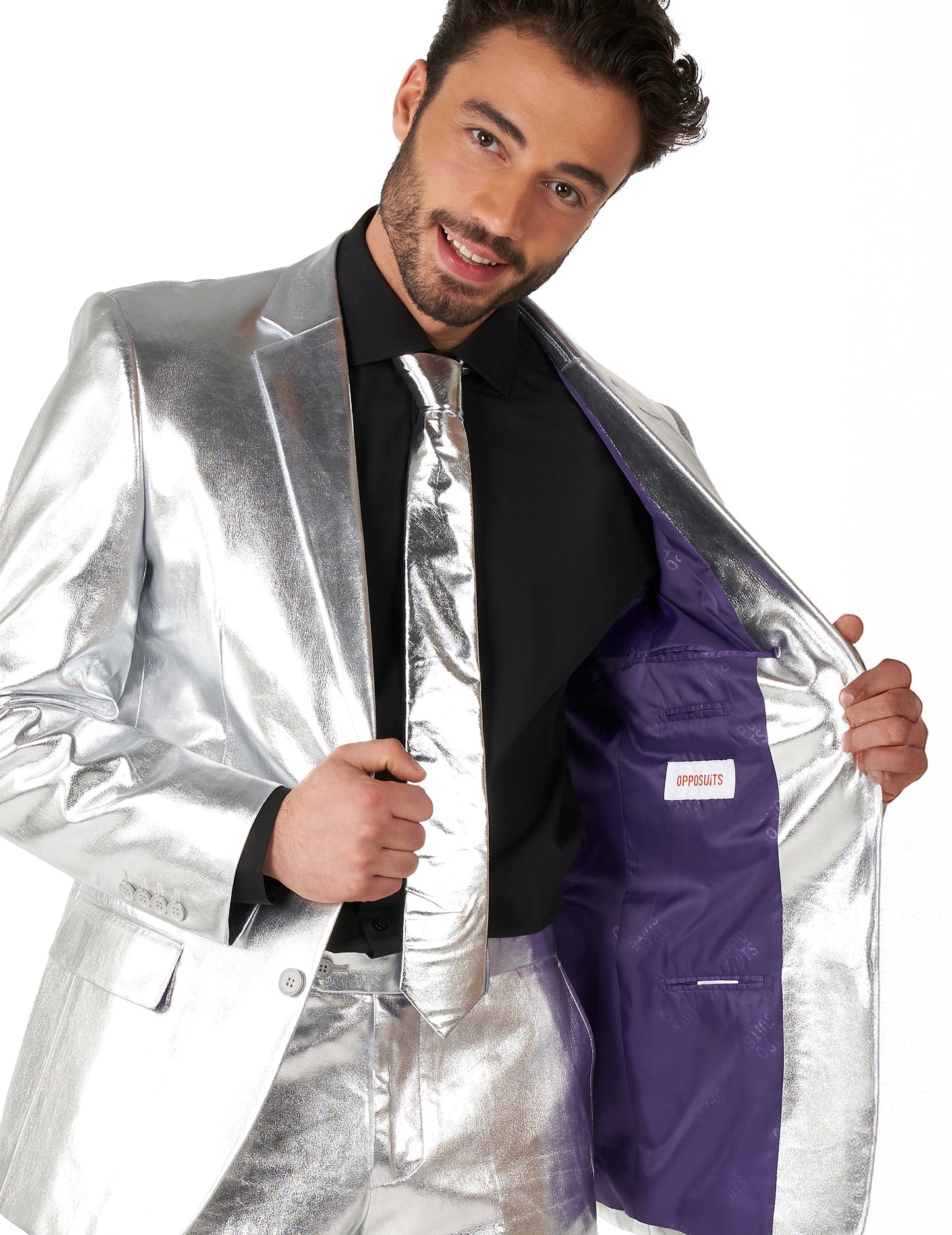Costum Domnul Shiny Silver Man s -a opus