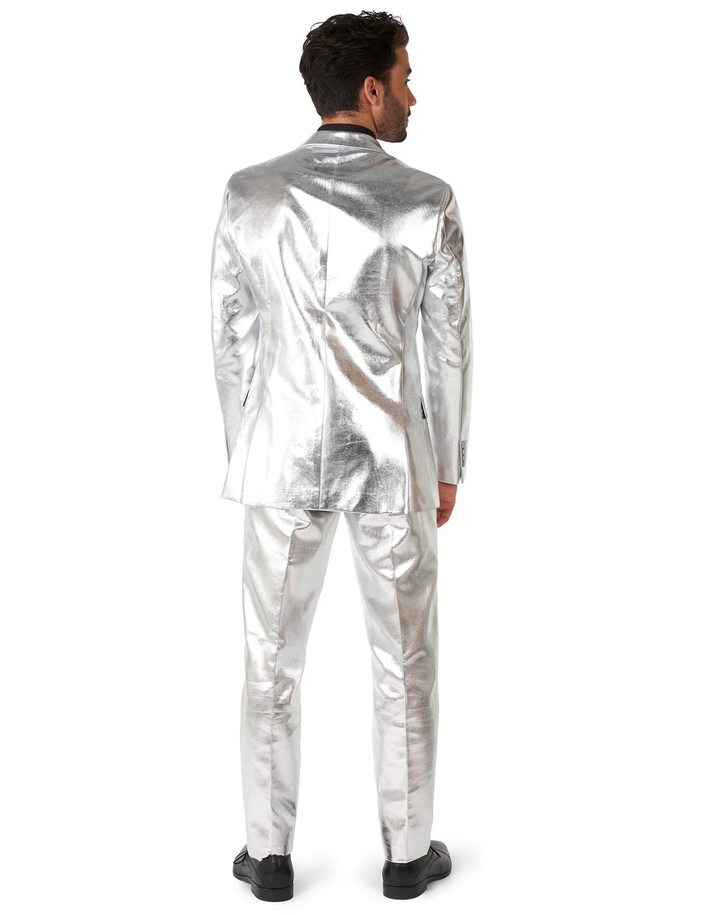 Costum Mr. Shiny Silver pentru bărbat argintiu strălucitor, vedere din spate