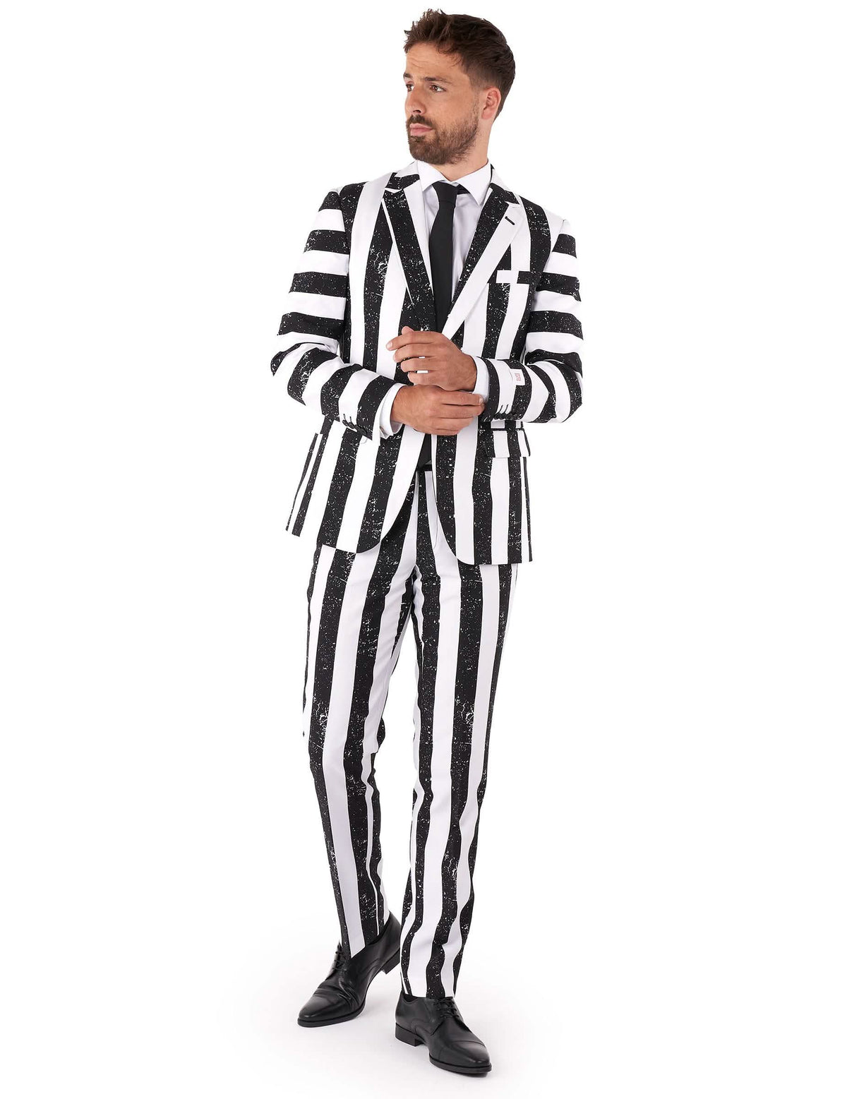 Costume Beetlejuice Opposuits pour homme à rayures noires et blanches