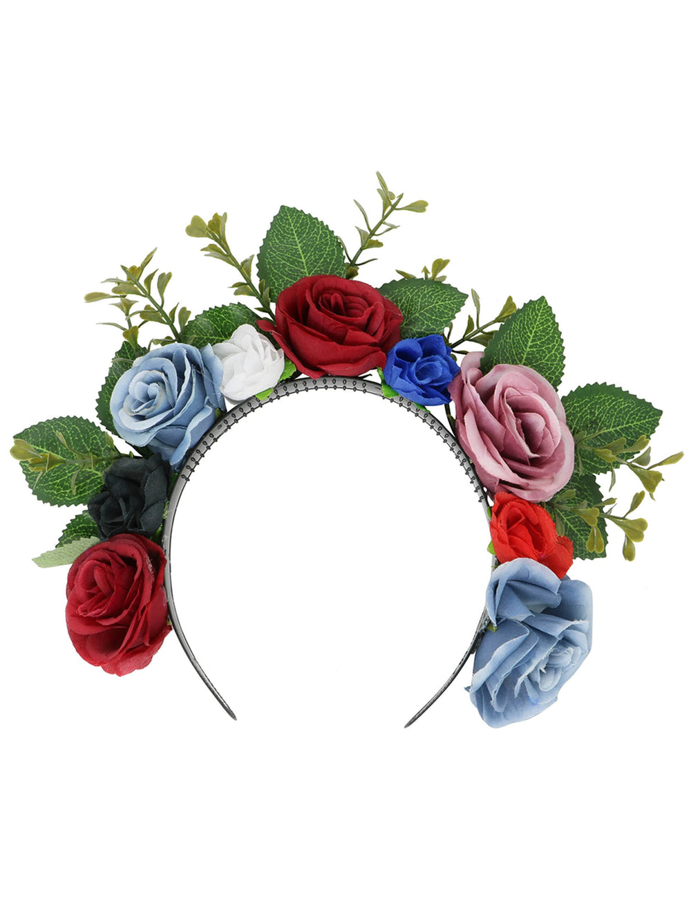 Vue de face de la couronne de fleurs foncées