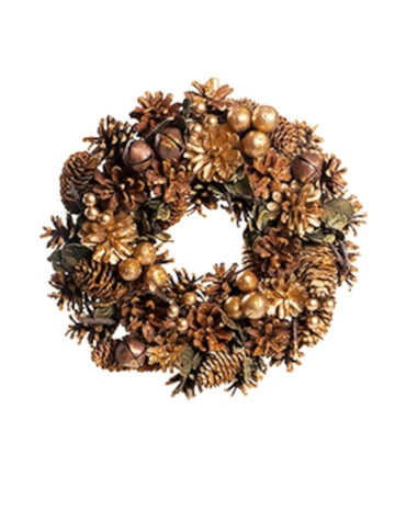 Coroniță de Crăciun cu conuri de pin sclipitoare 30 cm 