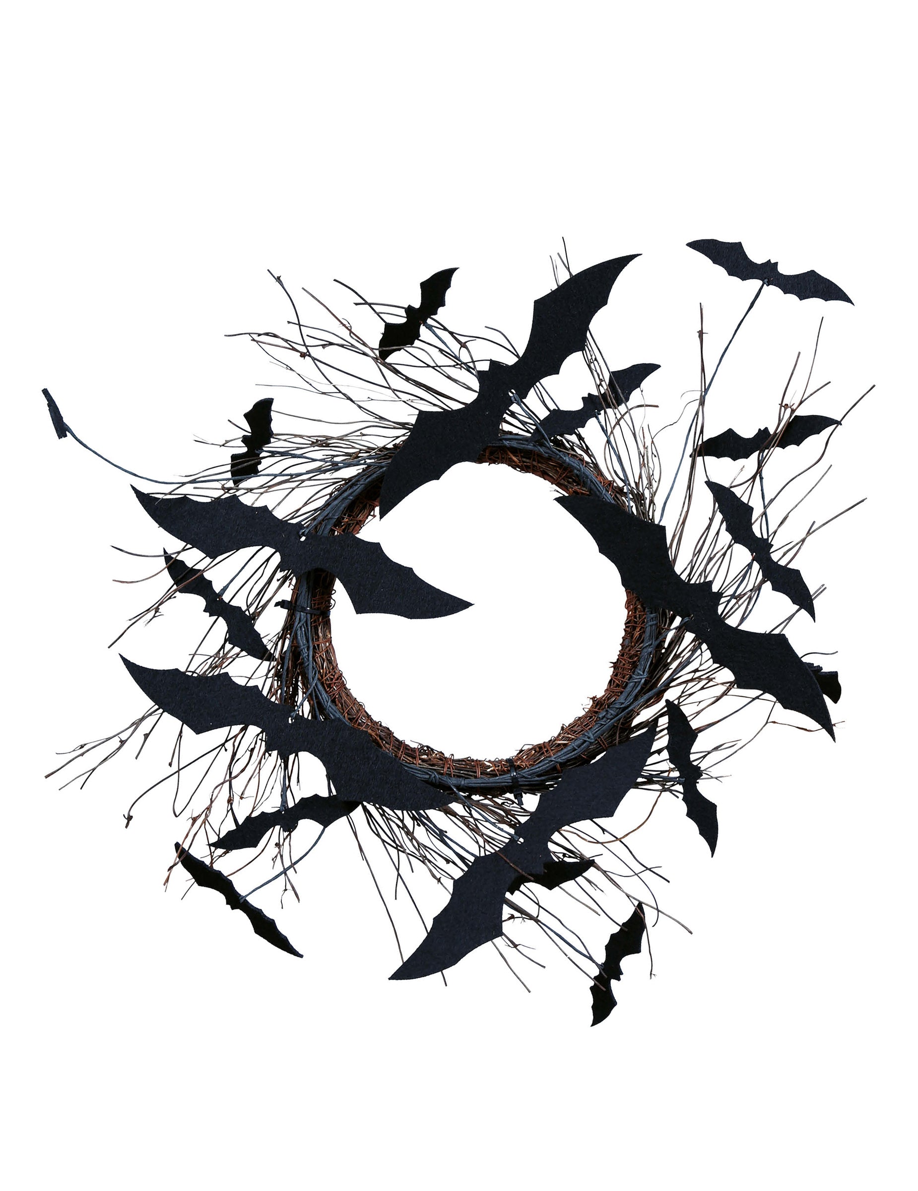 Couronne de porte chauve-souris pour décoration noire